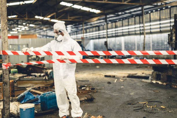 Professional Sewage Cleanup technician working in Redlands, CO